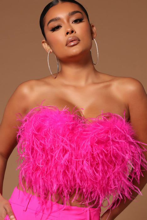 Asalia Feathered Top - Hot Pink ...